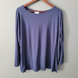 PIKO Green Earth Fashion Top Size XL Oversized Bamboo Soft Blue Long Sleeve